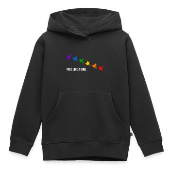 Free like a bird, in rainbow colors - White - Kids Premium Organic Hoodie - black - Front - AI Model Kid Male (0cm)