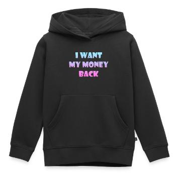 Dictons d’argent - Je veux récupérer mon argent - Sweat Premium à capuche enfant bio - noir - Devant - AI Model Kid Male (0cm)