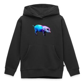 Farbenfrohes Schwein - Kinder Premium Organic Hoodie - Schwarz - Vorne - AI Model Kid Male (0cm)