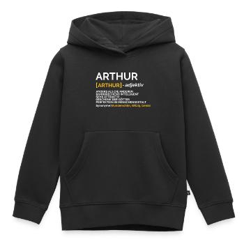Arthur - Kinder Premium Organic Hoodie - Schwarz - Vorne - AI Model Kid Male (0cm)