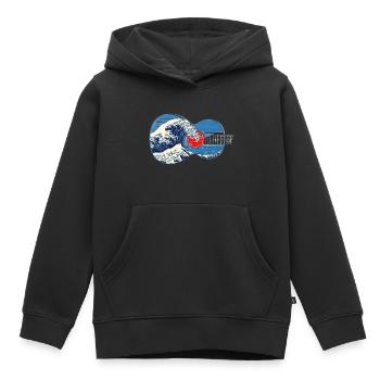 Guitare Big Wave par Kanagawa Guitar Player - Sweat Premium à capuche enfant bio - noir - Devant - AI Model Kid Male (0cm)