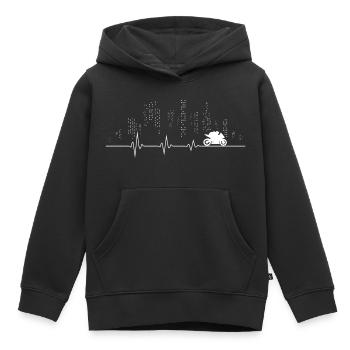 Ville de fréquence de ligne de fréquence cardiaque de moto de sport ECG - Sweat Premium à capuche enfant bio - noir - Devant - AI Model Kid Male (0cm)