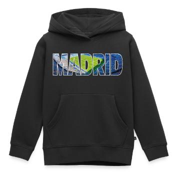 Madrid - Sweat Premium à capuche enfant bio - noir - Devant - AI Model Kid Male (0cm)