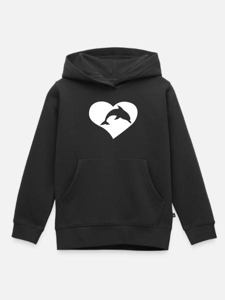 Love Dolphin - Kinder Premium Organic Hoodie - Schwarz
