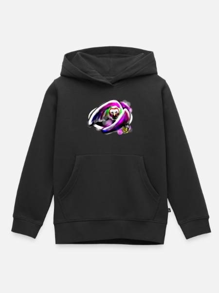 Hibou coloré - Sweat Premium à capuche enfant bio - noir