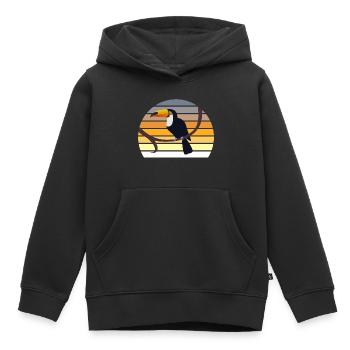 Toucan oiseau exotique - Sweat Premium à capuche enfant bio - noir - Devant - AI Model Kid Male (0cm)