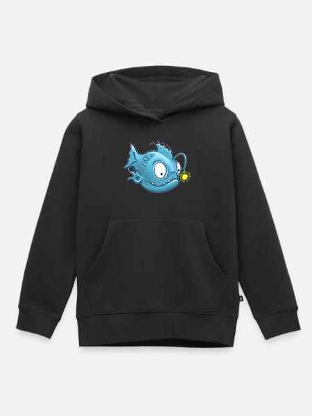 Laternenfisch oder auch Anglerfisch - Kinder Premium Organic Hoodie - Schwarz