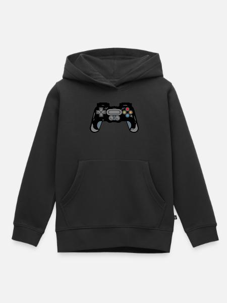 Retro Controller Silhouette - Kinder Premium Organic Hoodie - Schwarz