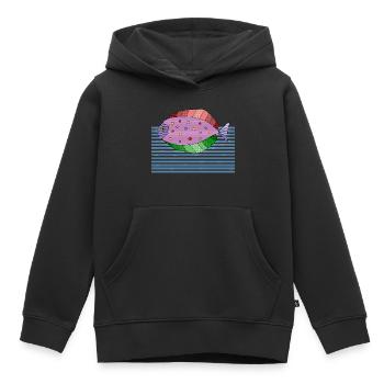 Poisson - Sweat Premium à capuche enfant bio - noir - Devant - AI Model Kid Male (0cm)
