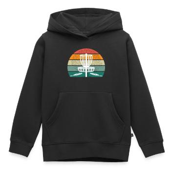 Vintage Disc Golf Sunset Retro - Kinder Premium Organic Hoodie - Schwarz - Vorne - AI Model Kid Male (0cm)