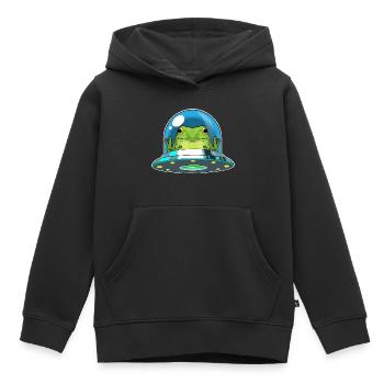 Frog Spaceship Space - Sweat Premium à capuche enfant bio - noir - Devant - AI Model Kid Male (0cm)