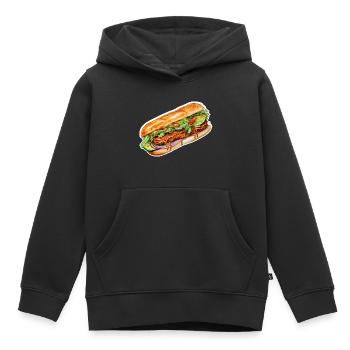 Banh Mi - Sweat Premium à capuche enfant bio - noir - Devant - AI Model Kid Male (0cm)