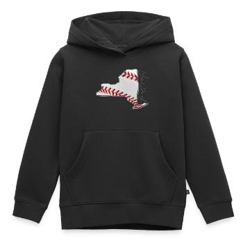 New York (États-Unis) | Vrai baseball | Carte Scpt - Sweat Premium à capuche enfant bio - noir - Devant - AI Model Kid Male (0cm)