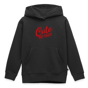 Mignon mais fou - Citation cool - Doux mais fou - Sweat Premium à capuche enfant bio - noir - Devant - AI Model Kid Male (0cm)