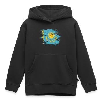 Kasachstan Flagge used - Kinder Premium Organic Hoodie - Schwarz - Vorne - AI Model Kid Male (0cm)