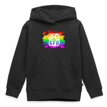 Stop AfD contre la droite, la démocratie, la diversité, la gauche - Sweat Premium à capuche enfant bio - noir - Devant - AI Model Kid Male (0cm)