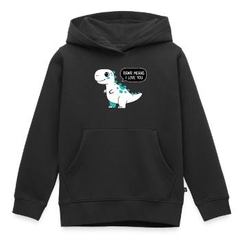 Rawr signifie Je t’aime - Sweat Premium à capuche enfant bio - noir - Devant - AI Model Kid Male (0cm)