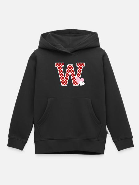 Buchstabe w Herz - Kinder Premium Organic Hoodie - Schwarz