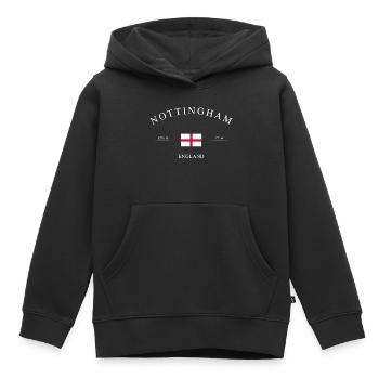 Nottingham, Angleterre – Souvenir et cadeau de Noël - Sweat Premium à capuche enfant bio - noir - Devant - AI Model Kid Male (0cm)