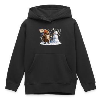 Echidna en tant qu’artiste de la neige - Sweat Premium à capuche enfant bio - noir - Devant - AI Model Kid Male (0cm)