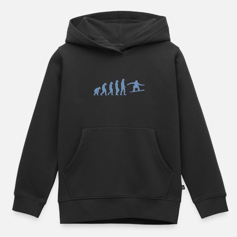 Snowboarder Evolution Silhouette Minimaliste - Sweat Premium à capuche enfant bio - noir