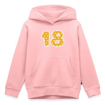 Numéro 18 - Sweat Premium à capuche enfant bio - rose - Devant - AI Model Kid Female (0cm)