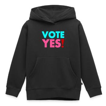 Vote yes - Sweat Premium à capuche enfant bio - noir - Devant - AI Model Kid Male (0cm)