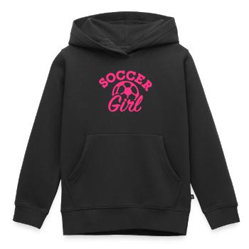 Soccer - Sweat Premium à capuche enfant bio - noir - Devant - AI Model Kid Male (0cm)