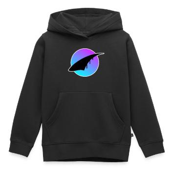Jetée de Soli Design - Sweat Premium à capuche enfant bio - noir - Devant - AI Model Kid Male (0cm)