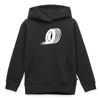 Icône de pneu / pneu simple blanc - Sweat Premium à capuche enfant bio - noir - Devant - AI Model Kid Male (0cm)