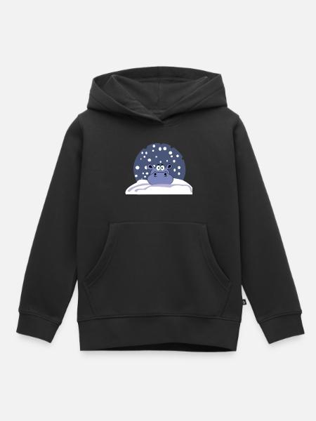 hipopótamo nieve invierno frío niños regalo niños niños - Premium børne hættetrøje økologisk - sort