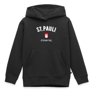 st. pauli Hambourg - Sweat Premium à capuche enfant bio - noir - Devant - AI Model Kid Male (0cm)