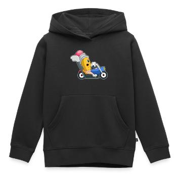 Moto Pencil - Sweat Premium à capuche enfant bio - noir - Devant - AI Model Kid Male (0cm)