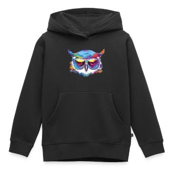 Chou la chouette - Sweat Premium à capuche enfant bio - noir - Devant - AI Model Kid Male (0cm)