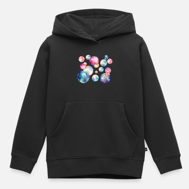 Bulles de rêve - Sweat Premium à capuche enfant bio - noir