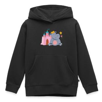 Hippopotame Hippopotame - Sweat Premium à capuche enfant bio - noir - Devant - AI Model Kid Male (0cm)