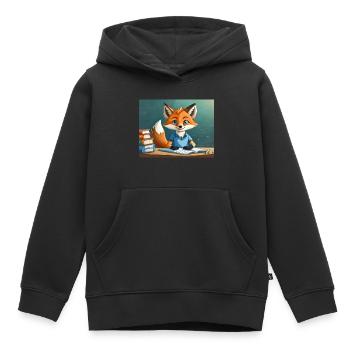 cute little fiend fox everyday life – is reading - Kids Premium Organic Hoodie - black - Front - AI Model Kid Male (0cm)