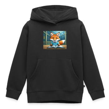 cute little fiend fox everyday life – is reading - Kids Premium Organic Hoodie - black - Front - AI Model Kid Male (0cm)