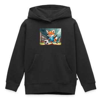 mignon petit renard démon vie quotidienne - football - Sweat Premium à capuche enfant bio - noir - Devant - AI Model Kid Male (0cm)