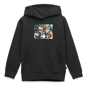 Mignon petit renard démon vie quotidienne - biscuits - Sweat Premium à capuche enfant bio - noir - Devant - AI Model Kid Male (0cm)