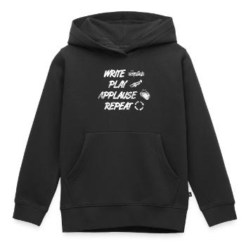 écrire, jouer, applaudir, répéter - Sweat Premium à capuche enfant bio - noir - Devant - AI Model Kid Male (0cm)
