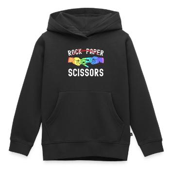 Lesbienne Fierté Rock Papier Ciseaux Drôle LGBTQ - Sweat Premium à capuche enfant bio - noir - Devant - AI Model Kid Male (0cm)