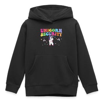 Costume de sécurité de licorne pour protéger maman sœur - Sweat Premium à capuche enfant bio - noir - Devant - AI Model Kid Male (0cm)