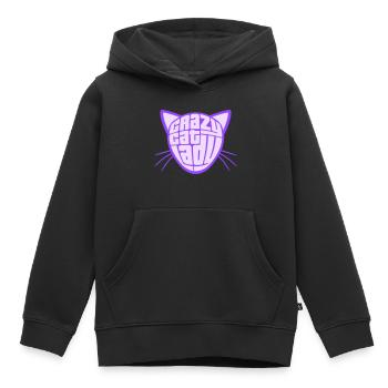 Chat fou Dame Texte Folle Femme Chats Amour - Sweat Premium à capuche enfant bio - noir - Devant - AI Model Kid Male (0cm)