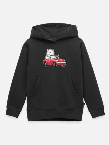 Persische Katze Auto - Kinder Premium Organic Hoodie - Schwarz