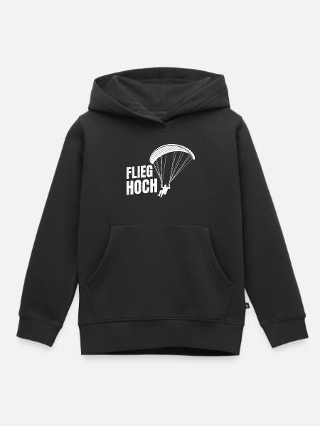 Gleitschirmflieger FLIEG HOCH LUSTIGES - Kinder Premium Organic Hoodie - Schwarz