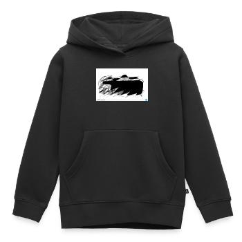 Tache abstraite noire avec des lignes - Sweat Premium à capuche enfant bio - noir - Devant - AI Model Kid Male (0cm)