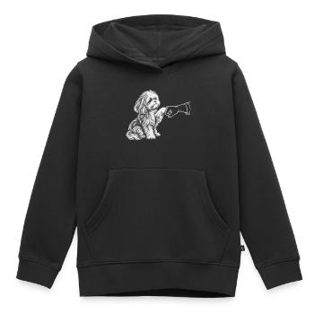 Süßer Hund, der Pfote schenkt – treuer Begleiter. - Kinder Premium Organic Hoodie - Schwarz - Vorne - AI Model Kid Male (0cm)