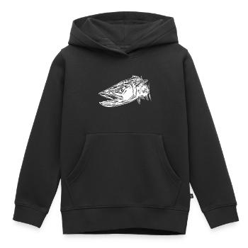 Grand barracuda vintage avec des dents dangereuses - Sweat Premium à capuche enfant bio - noir - Devant - AI Model Kid Male (0cm)