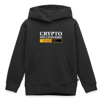 Crypto Millionaire Loading - Kids Premium Organic Hoodie - black - Front - AI Model Kid Male (0cm)